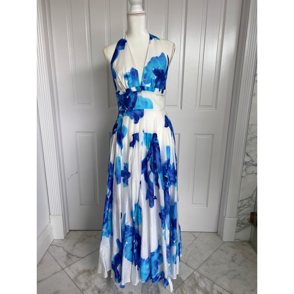 Women's Nicholas blue and white halter dress AUS 4